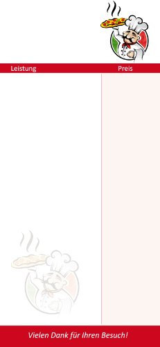 Kellnerblöcke-Set (Pizzamann Motiv, 50 Stück) - Premium Kellnerblöcke mit je 50 Blatt pro Block. Für Gastronomie/Restaurant/Gaststätte/Kneipe/Pizzeria