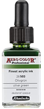 Schmincke - AERO COLOR® Professional, Olivgrün, 28 ml, 28 503 023, feinst-flüssige, farbstarke Acrylfarbe für Acrylmalerei, Airbrush, Mixed Media