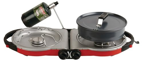 Coleman Fold ‘N Go 2-Burner Propane Stove, Dual Adjustable Burners with 20,000 BTUs of Power & InstaStart Ignition, Great for Camping, Tailgating, Grilling, & More