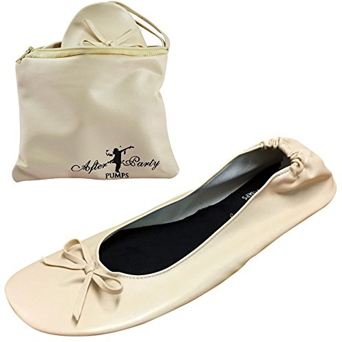 After Party Pumps®in The Nude Size UK 3-4 Ladies Roll Up Shoes Fold Up Pumps Foldable with Carrier Pouch