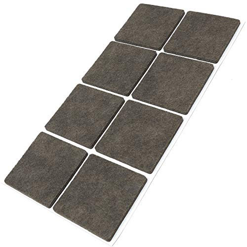 Adsamm® / 8 x deslizantes de Fieltro autoadhesivos/Marrón / 50x50 mm/Cuadrado/Deslizantes de Fieltro para Muebles de 3,5 mm de Grosor/Deslizantes para Muebles y Suelos