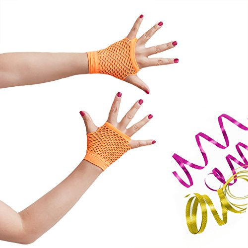 Oblique-Uniuqe® Netzhandschuhe in Neon Orange - Einheitsgröße