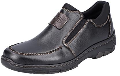 Rieker 19961 - Mocassini Uomo, Nero (Schwarz/Kakao/Schwarz), 42 EU