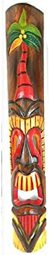 WorldBazzar 40 In Polynesian Tiki Bar Mask Teeth Hand Carved