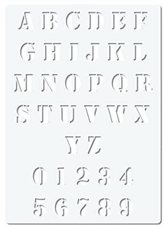 Herterich Products Digital Alphabet Letter Stencil | Plantilla de plantilla de letras | Reutilizable y resistente a disolventes | Mylar 0,1-0,2 cm | Para aerógrafo, sprays y pinturas acrílicas