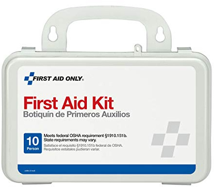 First Aid Only 6060 All-Purpose 10-Person Emergency First Aid Kit for Business, Worksite, Home, and Car, 57 Pieces
