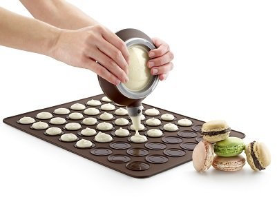 Lékué Macaron Backset mit Decomax & Matte, Silikon, Bunt, 15x10x8 cm