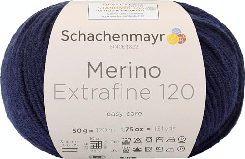 Schachenmayr Merino Extrafine 120 9807552-00150 marine Handstrickgarn, Schurwolle