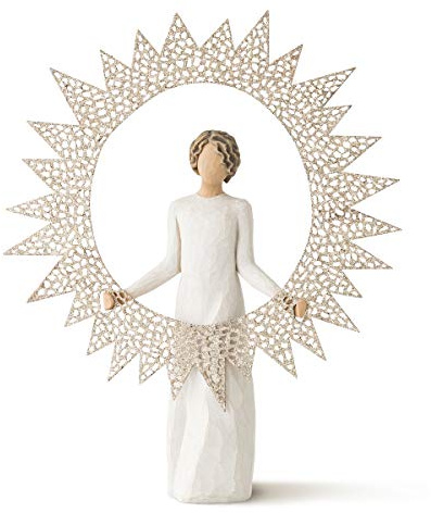Willow Tree Starlight Tree Topper, Radiating Warmth, Light and Love, Delicate, Pierced Metal Star Encrusted with Glitter Sparkles at Top Christmas Tree, Holiday Decor, Sculpted Hand-Painted Figure