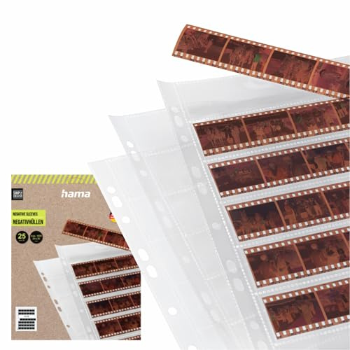 Hama Negative Filförvaringshylsor | Förpackning med 25 | Varje Hholding 7 remsor med 6 (24 x 36 mm) ramar | polypropylen | Negativa fodral genomskinliga, tillverkade av robust polypropen, för filmtyp 135, skydd mot damm, ljus, fukt
