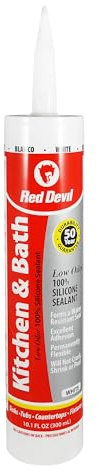 Red Devil 0836 Kitchen & Bath Low Odor Silicone Sealant, 10.1 Oz, White, Pack of 1
