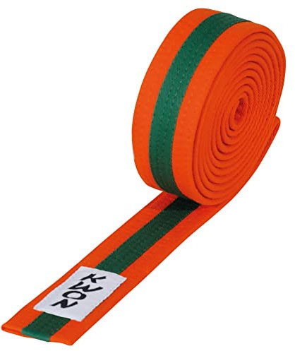 Budogürtel Judo mehrfarbig, versch. Längen (orange/grün/orange, 240)