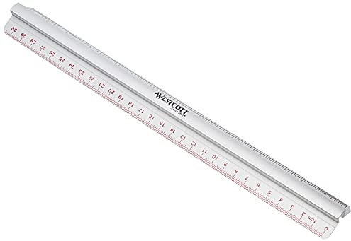 Westcott E-10114 00 Aluminium Lineal mit Griffleiste, 30 cm, silber