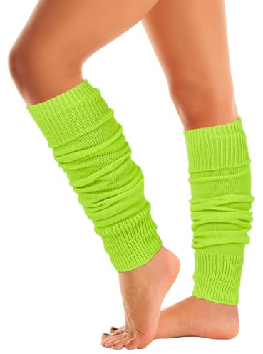 Mysocks damvärmare benvärmare kvinnor flickor vinter 80-talet benvärmare benvärmare knästrumpor ben varmare strumpor i en storlek, Neongul, En Storlek