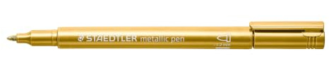 Staedtler Metallic Marker - Gold (Pack of 10) | Opaque on light & dark, 1–2 mm – can be wiped off smooth surfaces – Item No. 8323-11