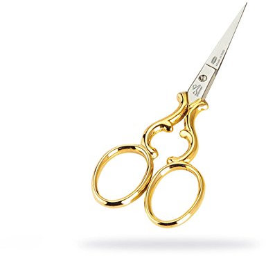 Premax Stickereischere- Gold Collection- Ideal zum Sticken und Nähen-Kohlenstoffstahl-Goldgriff-3 1/2-cm. 9-15195-Made in Italy