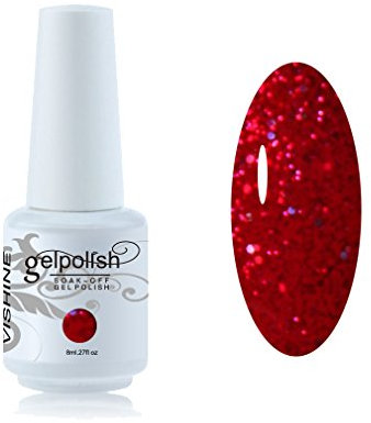 Vishine Smalto Semipermente per Unghie in Gel UV LED Smalti per Unghie Colori per Soak Off Manicure e Pedicure 8ml 1pzs - Glitter Red #1579
