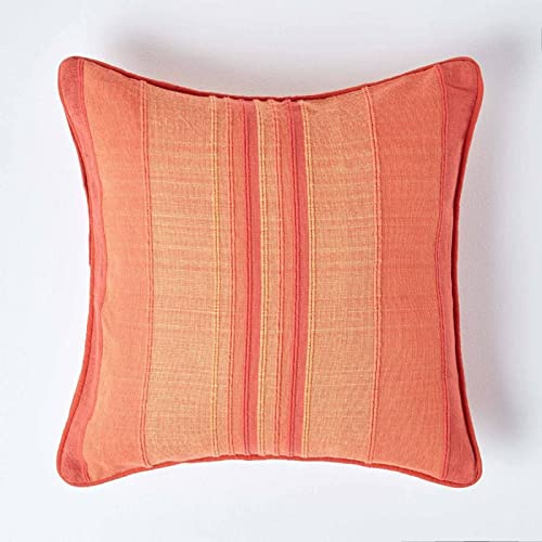 Homescapes Kissenhülle Morocco, Terracotta-orangener Zierkissenbezug 45 x 45 cm in Streifen-Optik aus 100% Baumwolle, Kissenbezug für Dekokissen/Sofakissen, mit Reißverschluss