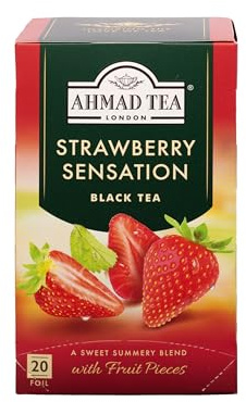 Ahmad Tea Strawberry Sensation Fruit Black Tea | Black Tea - 6 x 20 Teabag Sachets