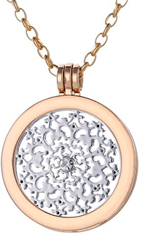 Morella Halskette Damen Gold 70 cm Edelstahl mit Anhänger und Coin 33 mm in Schmuckbeutel Zirkoniastein