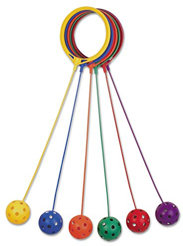 Champion Sports Skip Ball Ankle Toy for Kids, Pack of 6, Assorted Colors - Durable Hopper / Swingball Set with 18-Inch Cord, 5.5-Inch Diameter Ankle Ring - Fun Jumper and Exercise Equipment