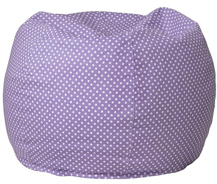 Flash Furniture Dillon Small Bean Bag Chair for Kids and Teens, Foam-Filled Beanbag Chair with Machine Washable Cover, Lavender Polka Dot