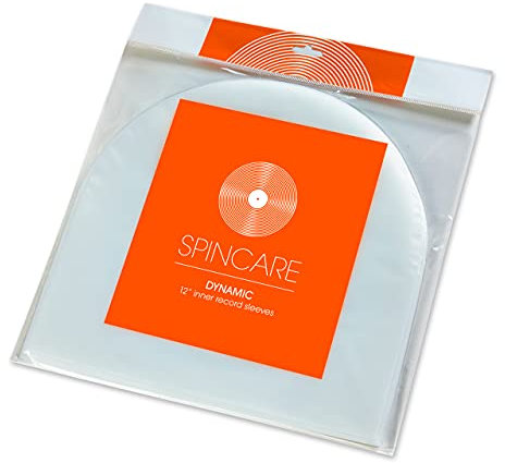 SPINCARE 50x 33 Giri Buste Interne Antistatiche Per Copertine Di Dischi LP In Vinile | DYNAMIC 12 Pollici 50 Micron Fondo Arrotondato Maniche | Sostituire i Vecchi Sacchetti Di Carta