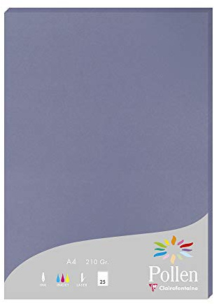 Clairefontaine – ref 24219C – pollenfärgat papper (paket med 25 ark) – A4 (210 x 297 mm), 210 gsm papper, bläckstråleskrivare och laserskrivarkompatibel, syrafri – förgätmigej