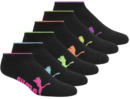 Puma Women's Half Terry Runner Socks 6-Pack, Black, 9-11