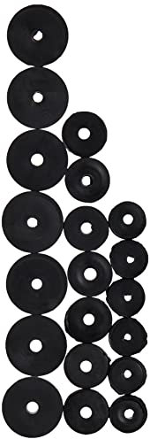 Merriway BH03439 (21 Pcs) Assorted Tap Washers for Hot & Cold 3/8 x 1/2 x 3/4 inch BSP - Pack of 21 Pieces, Silver