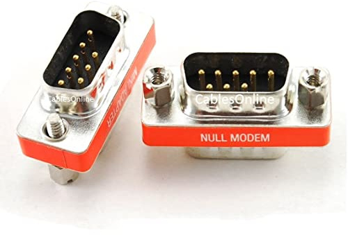 CablesOnline DB9 Null Modem Male to Male Slimline Data Transfer Adapter/Gender Changer, (2-Pack) (AD-N05M-2)