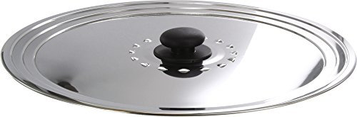 BAUMALU - Couvercle Multi-Degrés avec Trou Vapeur - Acier Inoxydable Haut de Gamme - Bouton Bakélite, Bord en Escalier - Pour Ustensiles de Ø28, 30 et 32 cm, Argente