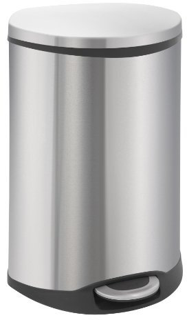 EKO Mülleimer 50L, Tretmülleimer mit Soft-Close-Deckel und Inneneimer, Muschelform Abfalleimer aus Edelstahl, Fingerabdruck frei, Abfallbeutelfixierung, Großer Treteimer für Küche