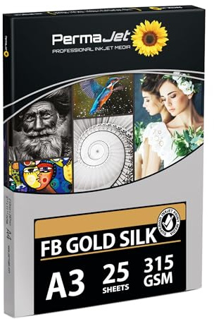 PermaJet FB Gold Silk 315 | A3 25 Sheets | Satin Silk Baryta Fine Art Photo Inkjet Paper