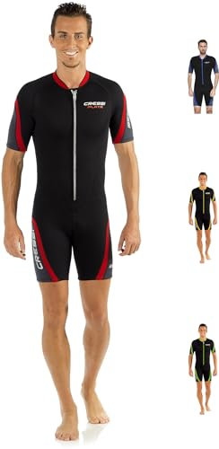Cressi Playa Man Shorty Wetsuit – Kurzer Neoprenanzug 2.5mm aus Hochelastischem für Herren, Schwarz/Rot, L