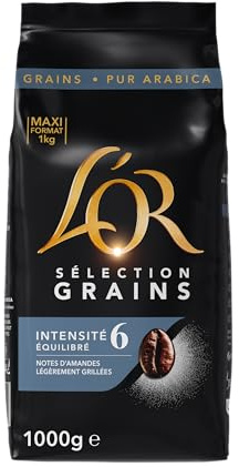 L'OR, 1kg Café en Grains Sélection, 100% Arabica, Intensité 6