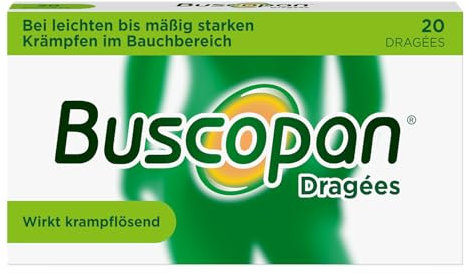 Buscopan Dragées lindern Bauch- und Magenschmerzen mit Krämpfen sowie Bauchschmerzen beim Reizdarmsyndrom | 20 Stück | Wirkbeginn innerhalb von 15 Minuten | Krampflösend im Magen und Darm