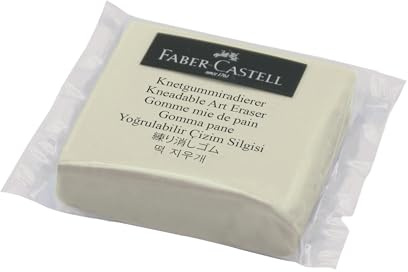 Faber-Castell Knådbar konstsuddgummi, vit, singel, för konst, hantverk, ritning, skissning, hem, skola, universitet, färgläggning | Formbart suddgummi för kol-, grafit- och pastellritningar samt för att skapa kreativa effekter