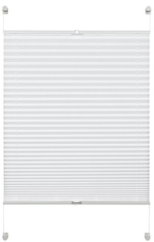 Deco Company Plissee zum Klemmen, Blickdichtes Faltrollo, Alle Montage-Teile inklusive, Plissee verspannt mit Zwei Bedienschienen, Weiß, 110 x 130 cm (BxH)