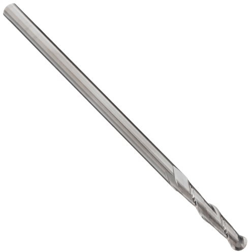YG-1 - 52901 E5018 Carbide Ball Nose End Mill, Extra Long Reach, Uncoated (Bright) Finish, 30 Deg Helix, 2 Flutes, 6 Overall Length, 0.25 Cutting Diameter, 0.25 Shank Diameter