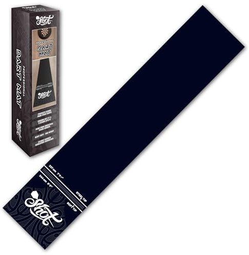 Shot Darts Heavy Duty, Protective Professional Dart Mat - Made from Thick, Shock Absorbing & Non-Curling Industrial Grade Rubber (9.9 Feet x 2 Feet)