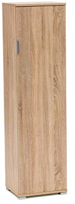 MeMi Me207BIA armadietto con anta , porta scope. Già montato, Legno, Rovere Sonoma, 151 x 33 x 40