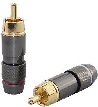 [2pcs] Hi End RCA Male Plug Adapter Audio Phono Gold Plated Solder Connector Wv-hfr2in1