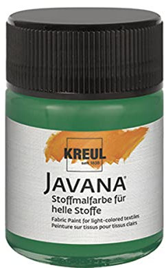 KREUL 91946 - Javana Stoffmalfarbe für helle Stoffe, 50 ml Glas in dunkelgrün, geschmeidige Farbe auf Wasserbasis mit cremigem Charakter, dringt fasertief ein, waschecht nach Fixierung