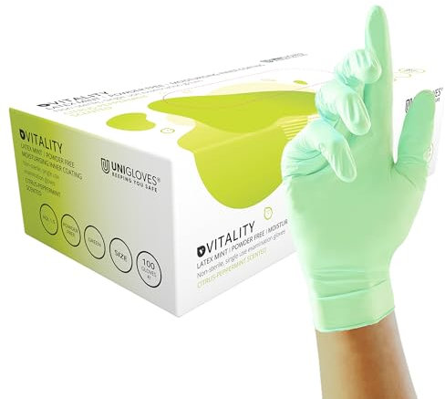 Unigloves GD0014 Llano-E Latexhandschuhe, puderfrei, Größe L, Grün, 100 Stück