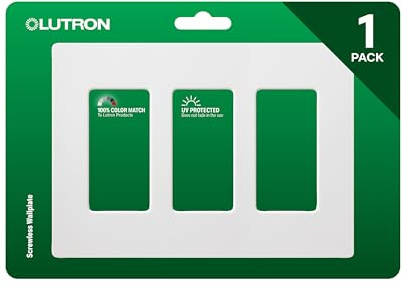 Lutron Claro White Light Switch Cover Plate, 3-Gang Screwless Wall Plate for Rocker Light Switches, Outlet Cover, Gloss CW-3-WH