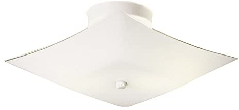 Design House 501338 Two-Light Square Frosted White Glass Semi-Flush Ceiling Mounted Light 11-inch, White