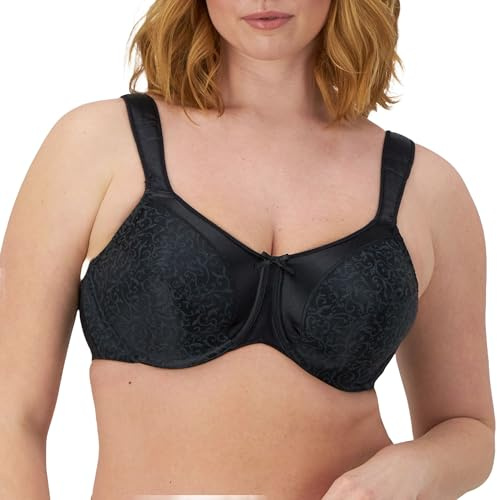 Bali Women's Satin Tracings Minimizer Underwire Bra, Black,42 DDD US