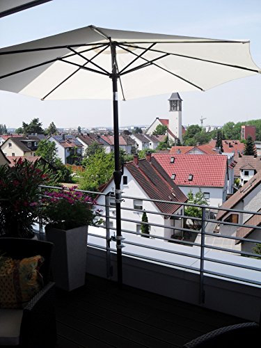 2 x 40 mm EDELSTAHLHALTER für Schirmstöcke 25,5 bis 42 mm Ø - 2 Stück- Distanz SONNENSCHIRMHALTER für BALKONGELÄNDER für Außen oder Innen Befestigung mit 6 + 11 cm Abstands Schirmhalter - Holly patentiert - für BEFESTIGUNG an runden oder eckigen Elementen bis 40 mm mit der EDELSTAHL Halterung 360 ° DREHBAR MIT GUMMISCHUTZKAPPEN zur kratzfreien BEFESTIGUNG - 360 ° schwenkbarer - HALTER mit DISTANZ BUCHSEN für SCHIRM STÖCKE von 25,5 bis Ø 42 mm mit 13 cm tiefer AUFNAHME HÜLSE