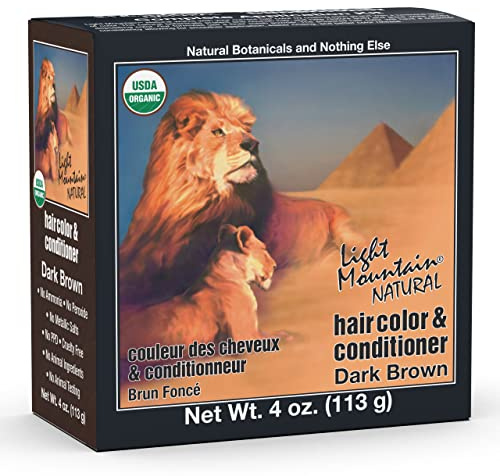 Light Mountain Henna Hair Color & Conditioner - Dark Brown Hair Dye for Men/Women, Organic Henna Leaf Powder and Botanicals, Chemical-Free, Semi-Permanent Hair Color, 4 Oz